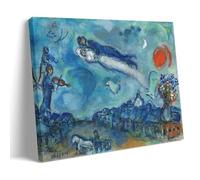 HAJIDEMA Marc Chagall Impression sur toile Motif Les Mariés au dessus Du Village 40 x 60 cm