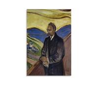HAJIDEMA Poster Edvard Munch - Portrait de Friedrich Nietzsche - Photo murale à suspendre - Décoration de chambre à coucher - 50 x 75 cm