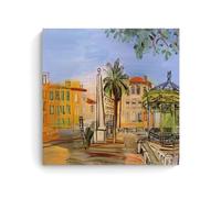 HAJIDEMA Raoul Dufy - Impression sur toile de peintures sur toile La place de Hyères - Décoration murale pour salon, chambre à coucher - 50 x 50 cm