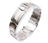 HAJMGUMC Bracelet de montre adapté Fit For Rolex SUBMARINER DAYTONA SUP GMT for hommes, réglage fin, fermoir à bouton de traction, chaîne de montre en acier inoxydable 20mm 21mm(Bright silver,21mm)