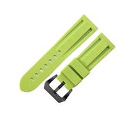 HAJMGUMC Convient Fit For Panerai Pam441/359/111 Convient Fit For Parnis Diesel Caoutchouc de silicone 24 mm avec outil Bracelet de montre à boucle en acier inoxydable solide étanche(Green-Black-K11)