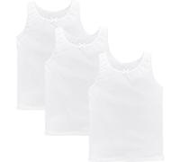 HAJRA® Lot de 3 débardeurs pour filles - 100 % coton - Blanc - Sans manches - À porter au quotidien - Pour la rentrée scolaire, Blanc (lot de 3), 9-11 ans
