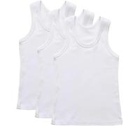HAJRA® Lot de 3 débardeurs pour garçons 100 % coton blanc sans manches coupe ajustée à porter au quotidien, pour la rentrée scolaire des enfants, Blanc (lot de 3), 2-3 ans