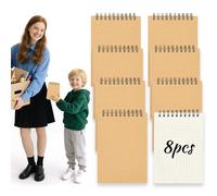 HAKACC A6 Spirale Bloc-Notes, 8 Pièces Petit Carreau Carnet de Notes 80 Feuilles Bloc-Notes