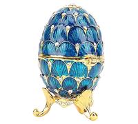 Hakeeta Boîte à Bijoux de Oeuf Fabergé émaillée,Ornements créatifs de de boîte à Bijoux de Diamant de placage en métal, Faits à la Main, Emballage de boîte-,