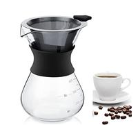 Hakeeta Cafetière Pot en Verre, Machine à Expresso Manuelle Classique avec Filtre en Acier Inoxydable, Pot à Expresso Moka, Pot Facile à Utiliser et à Nettoyage Rapide,Dripper Brewer Manuel 400ml