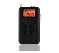 Hakeeta Radio AM/FM Portable de Poche Mini Radio numérique à syntonisation stéréo 2 Bandes Radio personnelle avec écouteurs et écran ICD avec Haut-Parleur Externe et Prise Casque 3,5MM (Radio Noire)