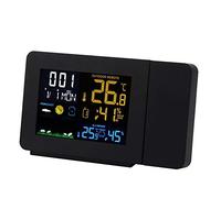 Hakeeta Réveil à Projection pour Chambre à Coucher avec Station météo, thermomètre extérieur sans Fil pour intérieur, Grand écran à LED numérique et variateur
