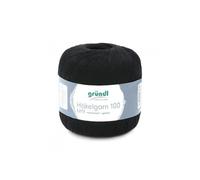 Gründl Fil à crocheter HAKELGARN 100 – coton – certifié Oeko‑Tex – 129 Noir