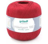 HAKELGARN 100 fil coton à crocheter - Grundl - certifié Oeko-Tex(...) - 125 Rouge