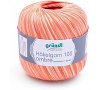 Gründl Fil à crochet 100 ombré (fil de coton mercerisé pour crochet en 100% coton, 100 g/566 m, taille des aiguilles : 1,5-2, 1 x 100 g) Orange