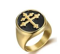 Hakfeeo Bague en acier inoxydable pour homme avec croix de Lorraine chevaliers Templiers Croisés Accessoire de bijoux, 7, Métal, Métal.