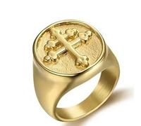 Hakfeeo Bague en acier inoxydable pour homme avec croix de Lorraine chevaliers Templiers Croisés Accessoire de bijoux, 10, Métal, Métal.