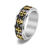 Hakfeeo Spinner Ring for Anxiety Relief - Unisex Stainless Steel Skull & Crossbones Fidget Ring, Stress Relieving Sensory Gothic Punk Jewelry