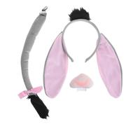 HAKIDZEL 1 ensemble d'accessoires de costume d'âne pour enfants : oreilles d'âne, bandeau, nez, queue pour Halloween, carnaval et cosplay