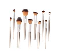 HAKIDZEL 10 Pcs Lot Pinceaux Maquillage Manches en Bois 18 X 10 CM Maquillage Naturel Usage Professionnel Femmes et Filles
