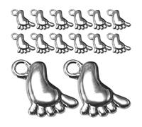 HAKIDZEL 100 breloques empreintes de pieds de bébé : breloques argentées pour la création de bracelets et colliers, la fabrication de bijoux et la décoration de fêtes.