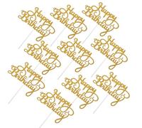 HAKIDZEL 10pcs Décorations de Gâteaux en Papier Or pour Anniversaire, Cake Toppers Mignons et Créatifs, Accessoires de Fête pour Cupcakes et Desserts