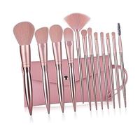 HAKIDZEL 12 pièces Kit Pinceaux Maquillage Professionnel Brosses Électrolytique Rose Doré Poils Denses sans Chute Usage et Studio