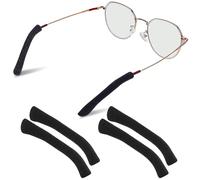 HAKIDZEL 2 Paires Manchon de Branche de Lunettes Noir en Nylon Spandex, Lot | Embouts Souples pour Branches, Maintien Antiglisse, Protège-jambes, Format, Design Sobre