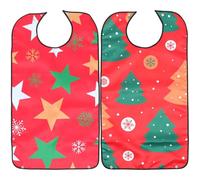 HAKIDZEL 2 Pièces Bavoir Imprimé Rouge, Ajustable, Protection des Vêtements | Polyester Pratique, Aide à Préserver les Habits Propres Pendant les Repas et Boissons, pour Aidants et Résidents
