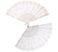 HAKIDZEL 2 Pièces Éventail Pliant en Dentelle de Polyester Vintage Décoratif et Portable, Accessoire Élégant pour Présents de Fête et Célébrations