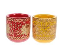 HAKIDZEL 2 Pièces Tasse à Eau en Céramique, Coupe Lotus Décorative Légère | Usage Bouddhiste et Temple, Surface Lisse Facile à Nettoyer, Style Rétro Classique, Motif Lotus Délicat