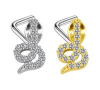 HAKIDZEL 2pièces Piercing Nez Serpent Doré Anneaux Faux Clips Acier Inoxydable Bijoux Corps Décoration Stylée Femme Homme