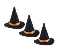 HAKIDZEL 3 Pièces Chapeau de Sorcière en Feutre Noir Mini | Bouchon de Bouteille de Vin D'halloween, Décorations de Bouteilles pour Table, Mini Format Léger