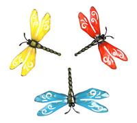 HAKIDZEL 3pièces Décoration Murale Extérieure Libellule Fer Pendentifs Décorations Murales Suspendues Art Mural Extérieur Métal Décor Libellule Maison Jardin