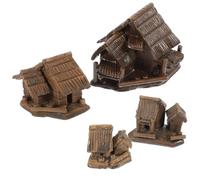 HAKIDZEL 4pcs Mini-Maisons en Céramique Artisanales Décoratives, Flexibles et Polyvalentes, pour Décoration de Maison ou Boutiques Style Unique Plusieurs Styles