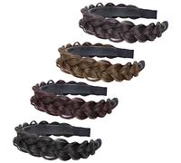 HAKIDZEL 4pièces Bandeau Tressé Pour Cheveux Perruques Coiffures De Fille Lot De Bandeaux Larges Synthétiques Adaptés à Diverses Occasions