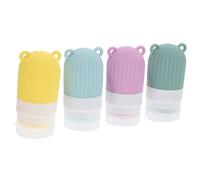 HAKIDZEL 4Pièces Bouteilles de Voyage Silicone Lot de Récipients Squeezables pour Accessoires Pratiques de Voyage Matcha Cerise