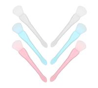HAKIDZEL 6 pièces Pinceaux de Masque Facial Silicone Double Embout avec Spatule Outils Multifonctions pour Application et Retrait de Masque Boue pour Soins Peau Blanc Rose Bleu