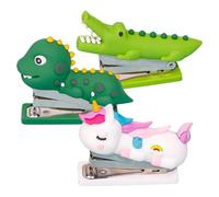 HAKIDZEL Agrafeuse Manuelle Mignonne en Silicone et Acier Inoxydable, Lot de 3 Pièces, Capacité Grosse, Format Standard, pour Bureau et Papeterie Fille Ado