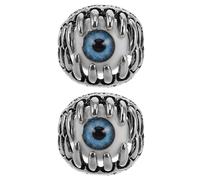 HAKIDZEL Bague Œil Maléfique Gothique pour Hommes 2pcs en Cuivre Bleu Résistant aux Rayures Surface Intérieure Lisse, Style Biker pour Anniversaire ou Noël