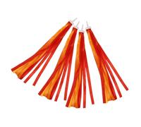 HAKIDZEL Banderoles pour Guidon de Vélo et Trottinette Garçon et Filles, 2 Paires de Rubans à Pompons Rouges et Orange 25 Cm, Décoration Colorée et Brillante, Accessoires Adaptés