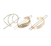 HAKIDZEL Bâtonnets à Cheveux en Alliage Or 3pcs pour Chignon Mariage Élégant Manchette à Cheveux Décorative pour Femmes Bouclés