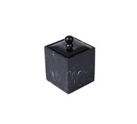 HAKIDZEL Boîte à Cotons-tiges en Résine Noire Design Marbre Moderne, Organisateur Compact pour Petits Accessoires, Protège et Économise l'espace la Maison