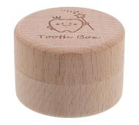 HAKIDZEL Boîte à Souvenirs pour Dents de Lait en Bois Beige, Rangement Complet avec Accès Facile, Forme Ronde aux Bords Arrondis, pour Nouveaux Parents