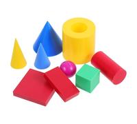 HAKIDZEL Boîte de Modèles Géométriques 3D en Plastique 9 Pièces pour Garçons et Filles, Solides Éducatifs Cube, Sphère, Cône, Développe la Pensée Logique Maison