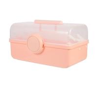 HAKIDZEL Boîte de Rangement pour Remède Grand Format Rose avec Poignée, Multi-Niveaux, Plastique Transparent Anti-poussière, Trousse Portable pour Maison, École et Extérieur, Organisateur