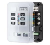HAKIDZEL Boîtier Porte-fusibles 12 Voies 10v-24v Indicateur Lumineux Rouge et Bleu, Bloc de Distribution Abs et Cuivre, pour Bateau, Camping-voiture