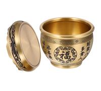 HAKIDZEL Bol en Laiton Doré Traditionnel Chinois avec Socle, Sculpture Vintage pour Décoration Maison et Bureau, Bol Multifonctionnel de Prospérité et Richesse Feng Shui