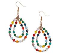HAKIDZEL Boucles d'oreilles en cristal perlées créoles, boucles d'oreilles pendantes pour femmes, style chic et élégant, parfaites pour anniversaire et sortie, 1 paire dorée