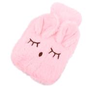 HAKIDZEL Bouillotte à Eau Chaude Housse en Peluche Rose, Isolante et Confortable, pour Réchauffer Mains en Hiver, Set Complet Injection D'eau Facile