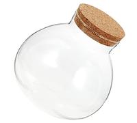 HAKIDZEL Bouteille Écologique Ronde avec Bouchon Liège pour DIY Micro Terrarium Végétal Décoratif sans Lampe