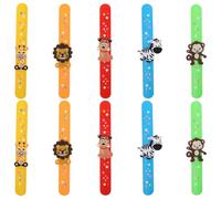 HAKIDZEL Bracelets à Claquer en Silicone 10pcs Motifs Animaux Mignons, Design Ajustable et Snap, pour Fêtes et Usage Quotidien Garçon et Filles et Adultes
