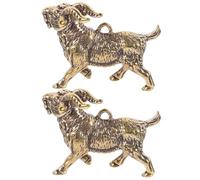 HAKIDZEL Breloques en Laiton de Chèvre, Porte-clés Décoratif 2 Pièces Léger et Résistant Pendentif Compact Or pour Travaux DIY pour Créations Artisanales