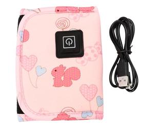 HAKIDZEL Chauffe Biberon Portable USB 3 Vitesses RéGlables En Compound Velvets Rose 28.5X14 Cm Pour Maintien De TempéRature Lors Des Sorties Avec BéBé Couleur Aléatoire